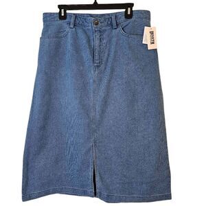 Duluth Trading Co Blue Denim Midi Skirt